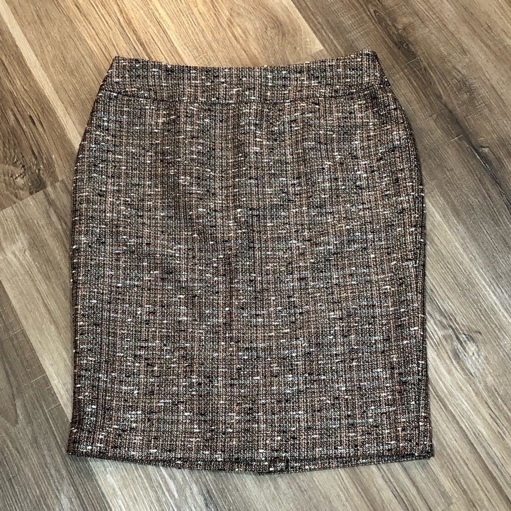 NINE WEST Women Light PinK Black White Silver Tweed Pencil Skirt size 4